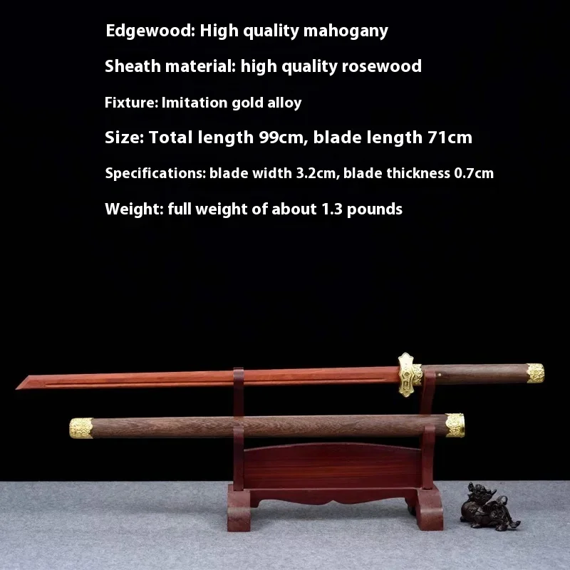 99 سنتيمتر الماهوجني اليدوية تانغ هنغداو مع سكين خشبي مغمد ممارسة سكين رسم السيف التدريب الدعائم #4