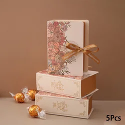 5Pcs Book Shape Gift Box with Ribbon Paperboard Candy Chocolate Present Packaging Box  for Wedding Birthday Mother's Day