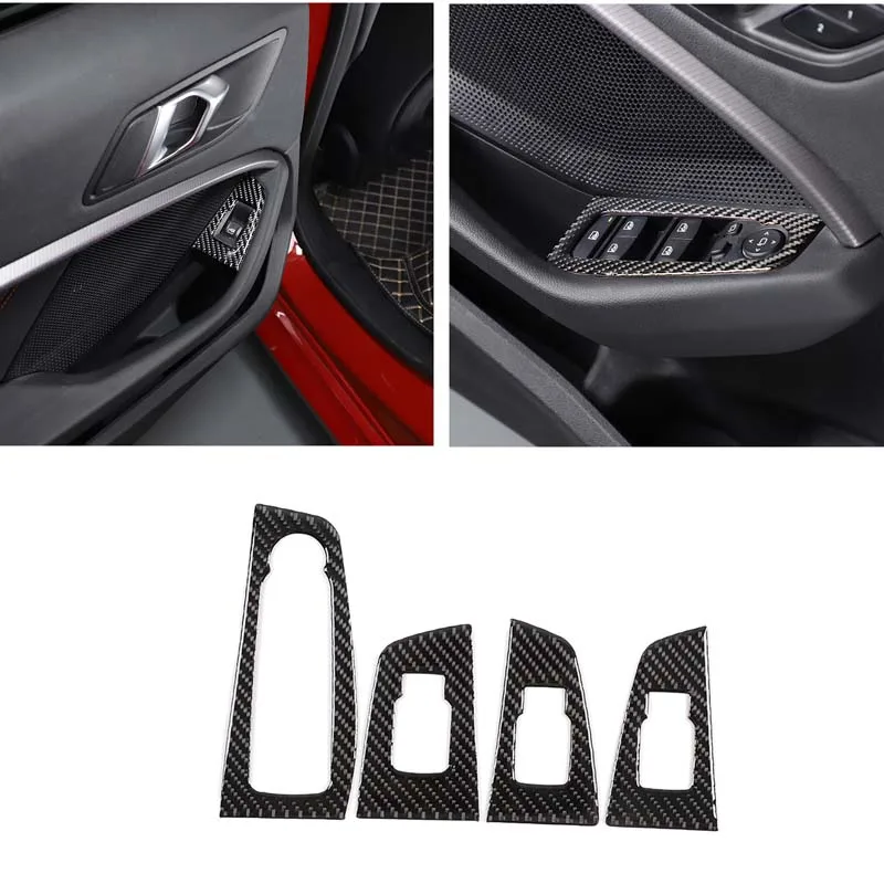 

For BMW 2 Series GT 2020-2023 Soft Carbon Fiber Car Glass Lift Button Decorative Sticker Car Accessories