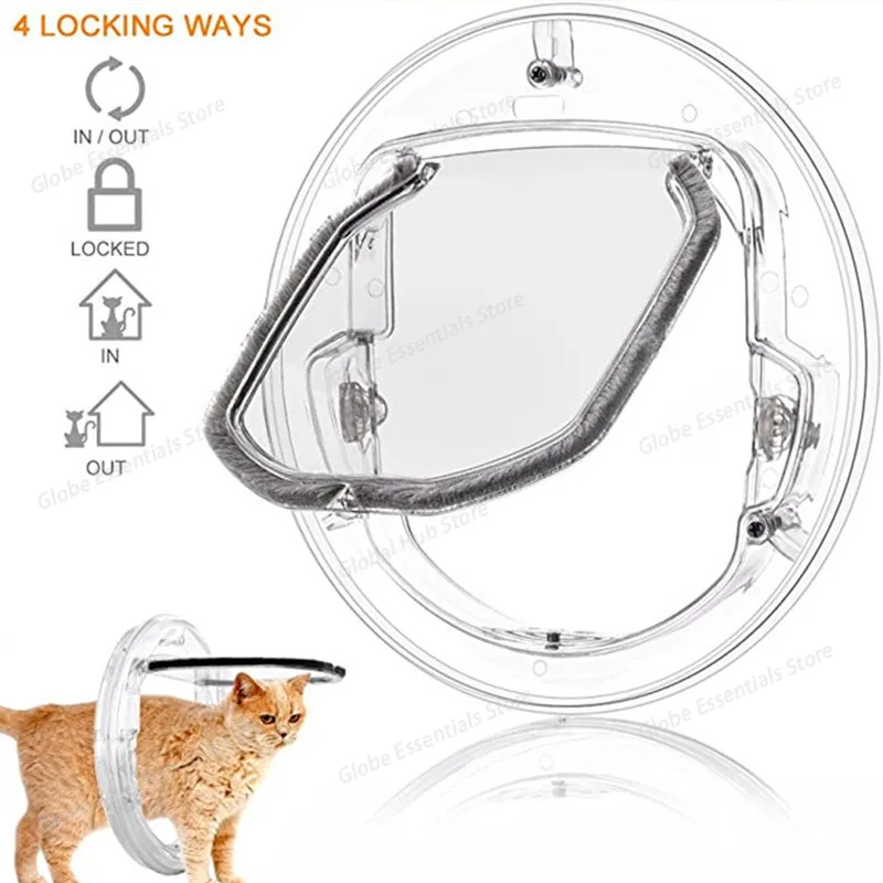 

4 Way Locking Cat Doors Cat Flap Door 4 Way Locking Cat Doors Small Pet Door for Cats Small Dogs Puppy Access Hole