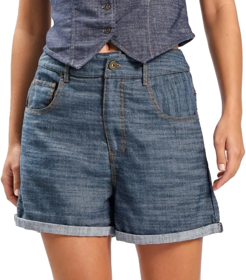 

Женские летние шорты Amazhiyu из льняной смеси с боковыми карманами, застежкой на молнии и пуговицах