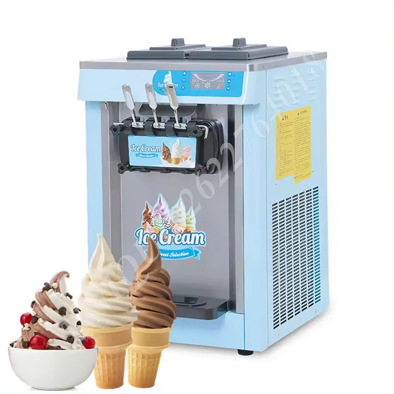 High Quality Large Capacity Ice Cream Maker 230 Pcs/H 3 Heads Soft Ice Cream Machine Commercial Tabletop Sundae Making Machine