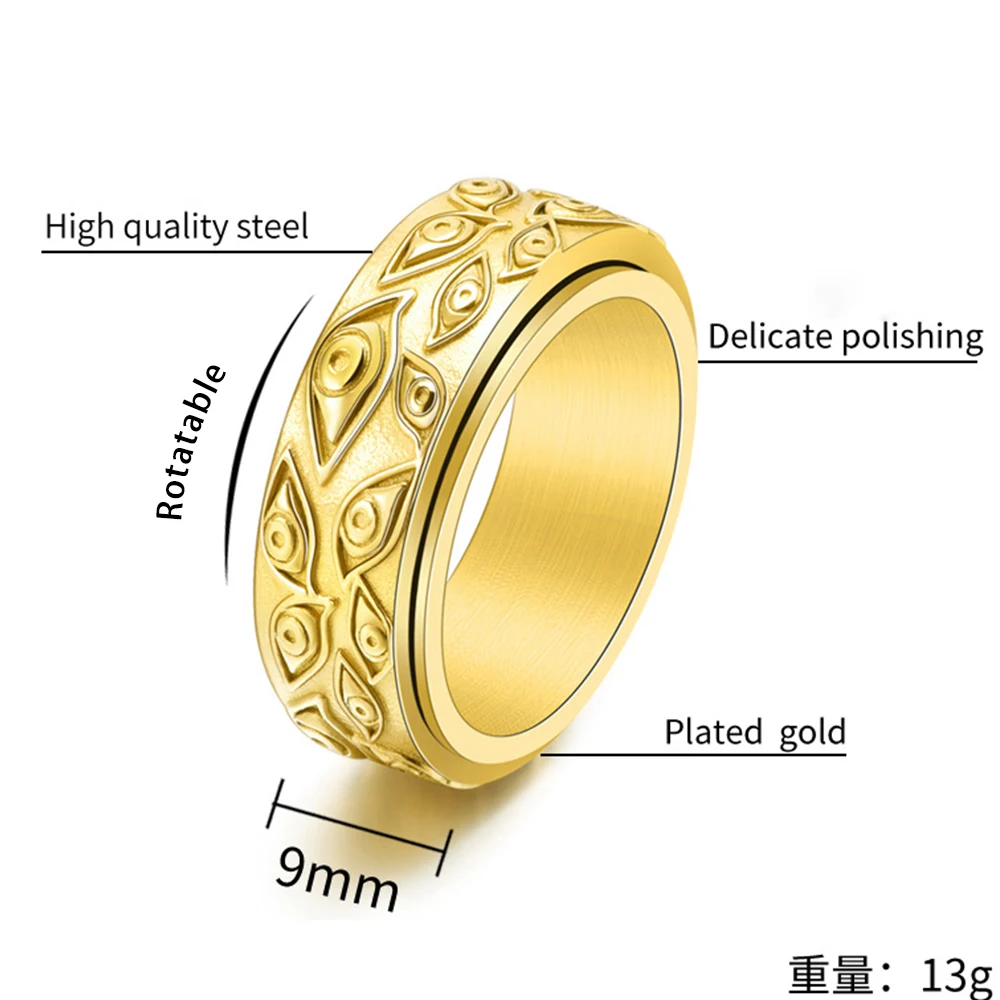 2025 New Titanium Atmosphere Rotatable Play Ring Trend Men Retro Domineering Hand Jewelry