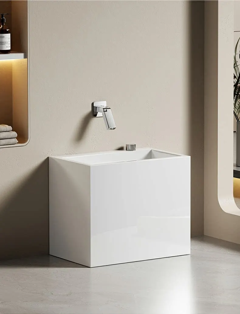 Modern Square Stone Rock Plate Mop Sink Standing-style Pedestal Basin For Family Balconies And Bathrooms