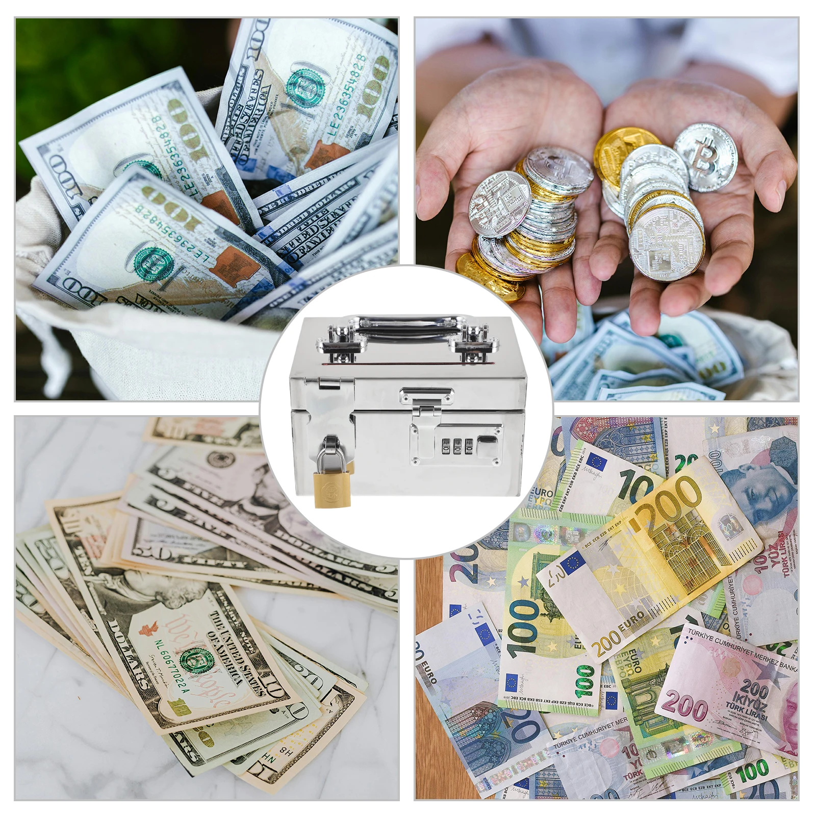 

Password Money Box Stainless Steel Coin Bank For Adults Unique Metal Piggy Bank Saving Container Home Office Decor Gift