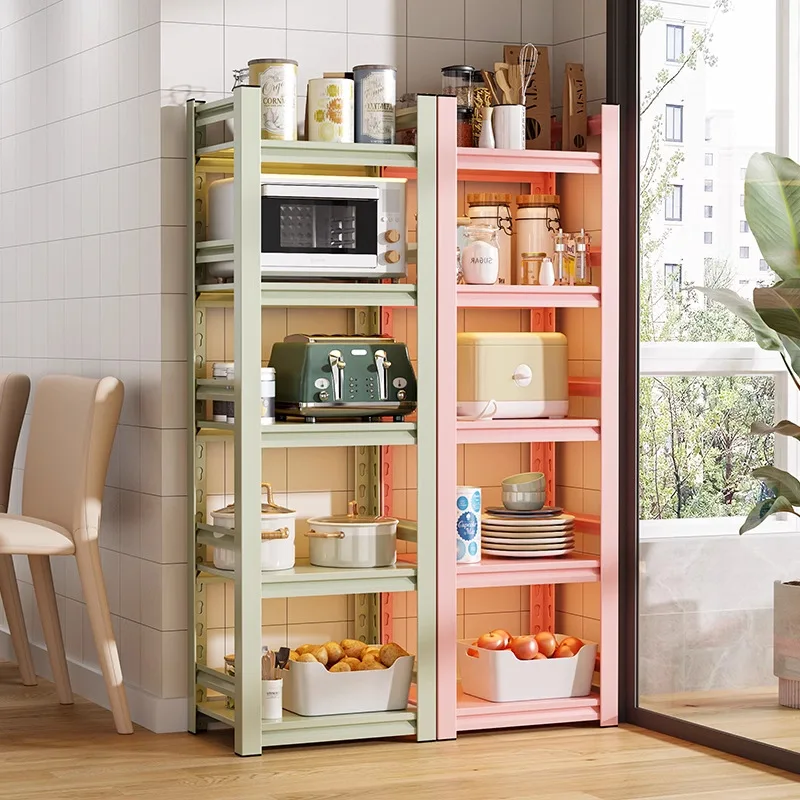 

Kitchen shelves, colorful floor-to-ceiling, multi-layer storage, pot holders, microwave ovens, ovens, balconies, carbon steel st