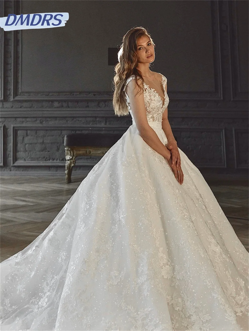 Sexy Sleeveless Bridal Dress 2024 Charming Deep V-Neck Wedding Dress Classic A Line Floor-length Dress Vestidos De Novia