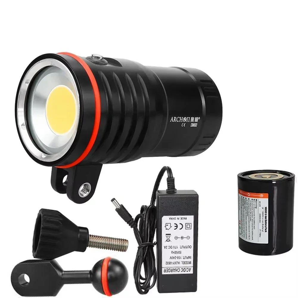 

In stock 12000LM COB Rechargeable Diving Light IP68 100m Waterproof Video Photography Search & Rescue Battery Pack Diving Video