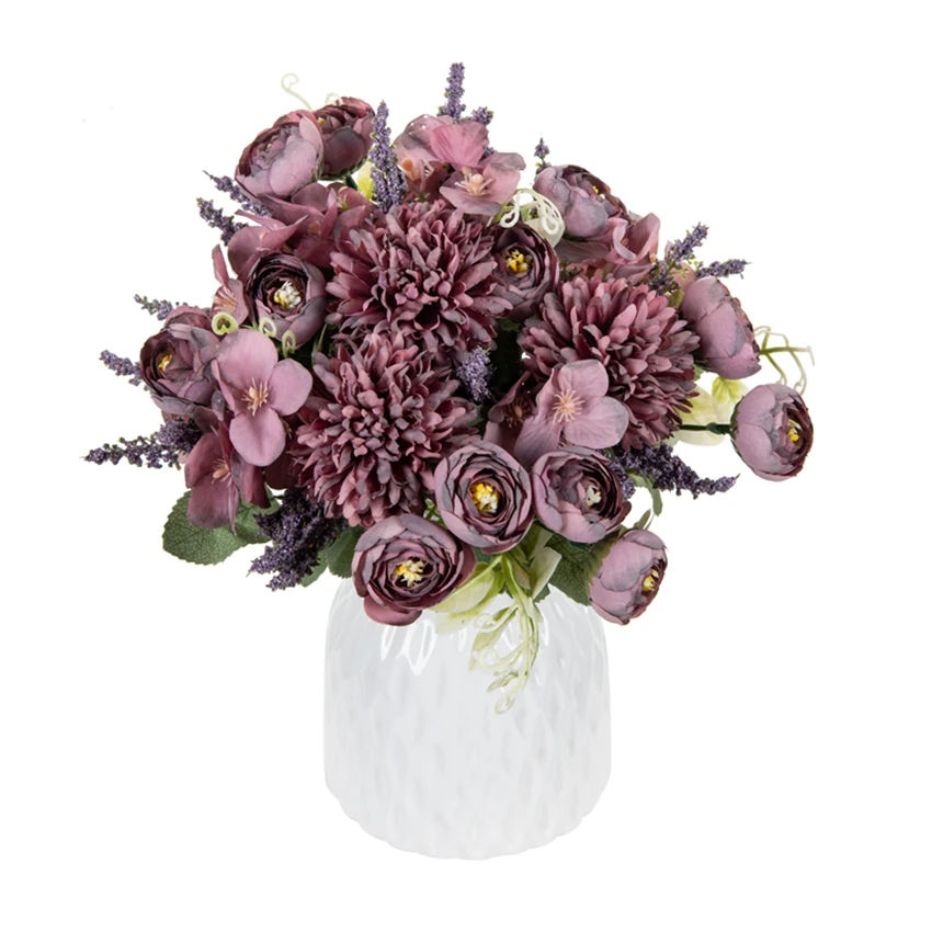 Künstliche Seidenblumen Hortensie Tee-Rose für Außenbereich, Garten, Zuhause, Zimmerdekoration, Vase, Hochzeit, Brautstrauß, DIY-Festkranz, DIY-Geschenk – Detail 6