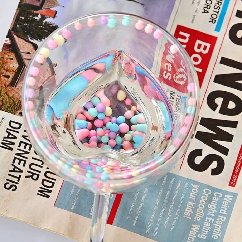 1 Stück süße schöne doppelwandige Glas Herzform Doppels ch ichten Glas Kaffee Milch becher mit Makronen blase glitzert