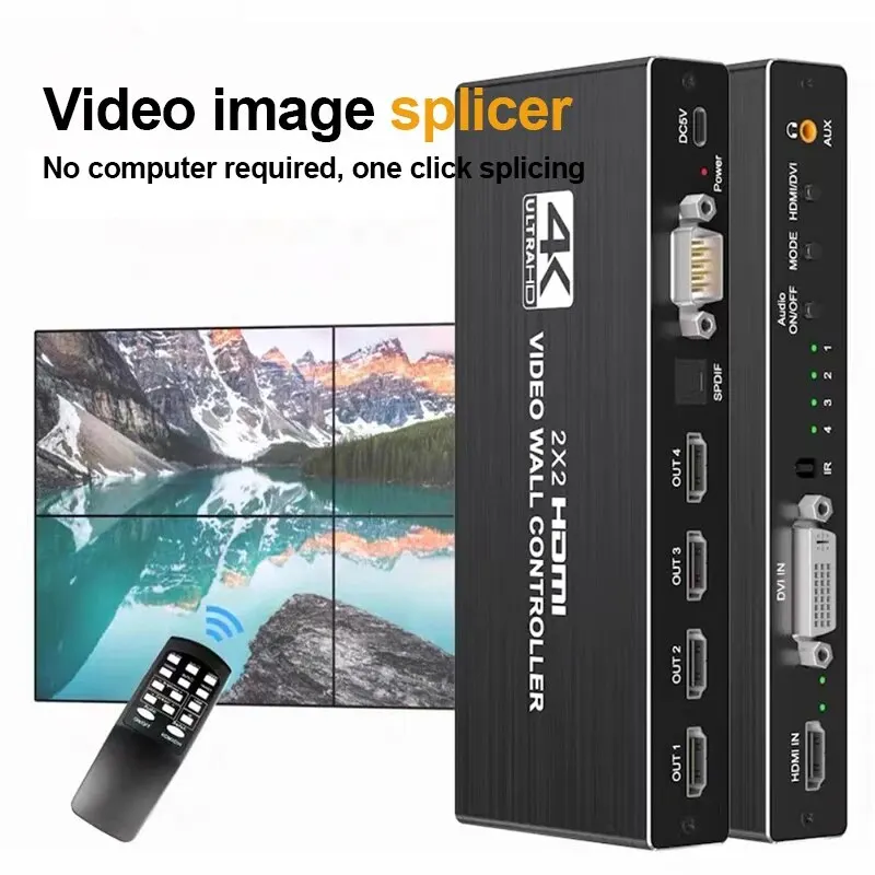 4K HD-MI Video Wall Controller 2x2 HD-MI DVI Video Wall Processor 1X2 1X4 1X3 2X1 3x1 4X1 Multi Video Screen Processor Splicer