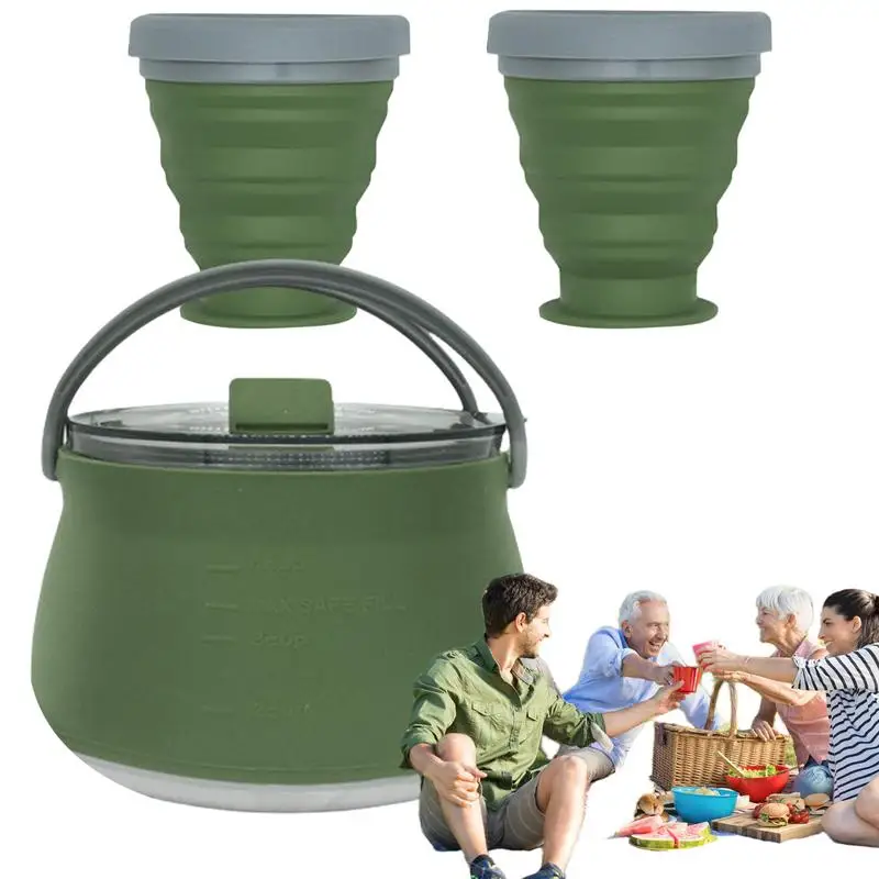 

Foldable Kettle Travel Silicone Tea And Coffee Folding Kettle Portable Water Boiler Hot Water Pot For Camping Hiking Picnicking