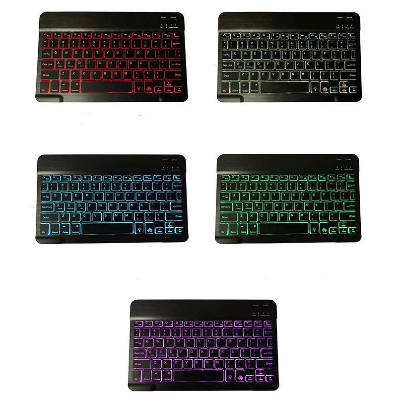 7 بوصة 10 بوصة رقيقة جدا المحمولة RGB الخلفية لوحة المفاتيح اللاسلكية لباد آيفون سامسونج شاومي الوسادة 5 الهاتف المحمول اللوحي