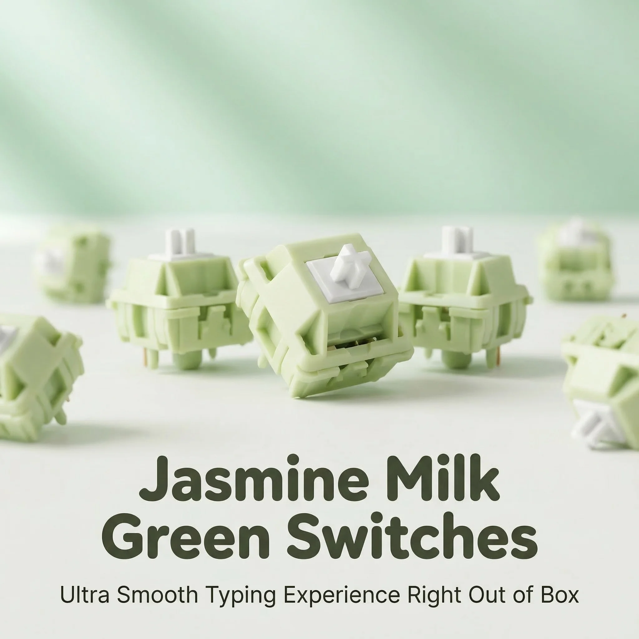 

Keygeek Jasmine Milk Green Linear Switch 5Pin 43/48gf L4+ Stem PA66 Housing Factory Lubed Hot Swap for Gaming/Office