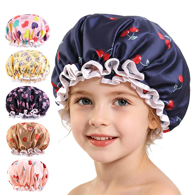 Children's Waterproof Shower Cap Printed Bonnet kids sleeping cap Cute Bath Care Products