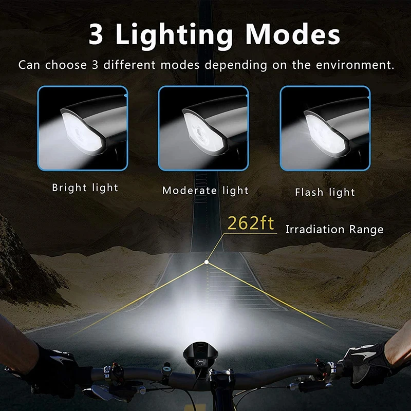 Bicycle Light Bike Light with Horn USB Rechargeable LED Waterproof MTB Bike Dark Night Outdoor Riding Headlight Rear Light image 3
