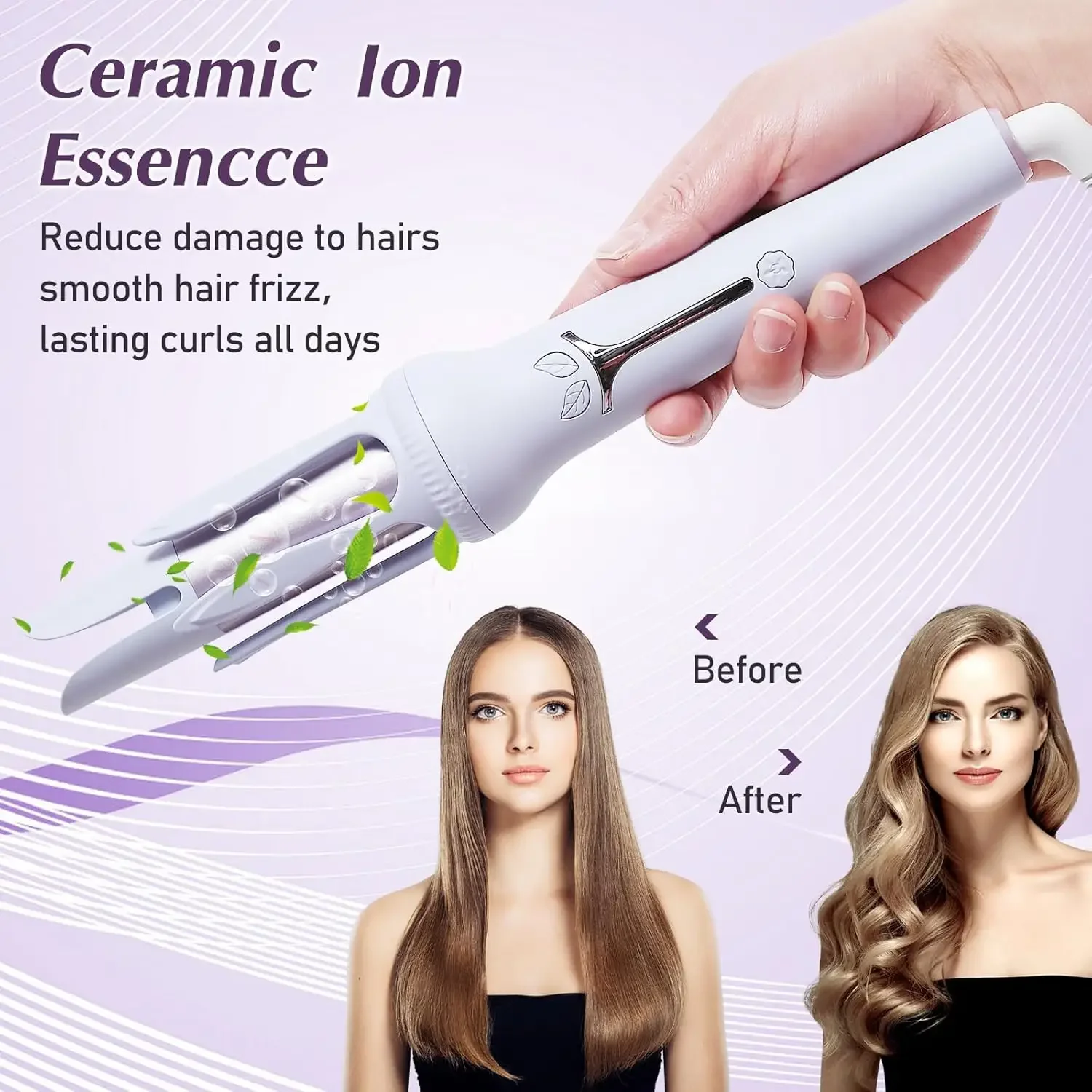 Автоматические щипцы для завивки с отрицательными ионами для ленивого человека, большие щипцы для завивки волновой завивки, бытовые электрические керамические щипцы для завивки небольшого типа