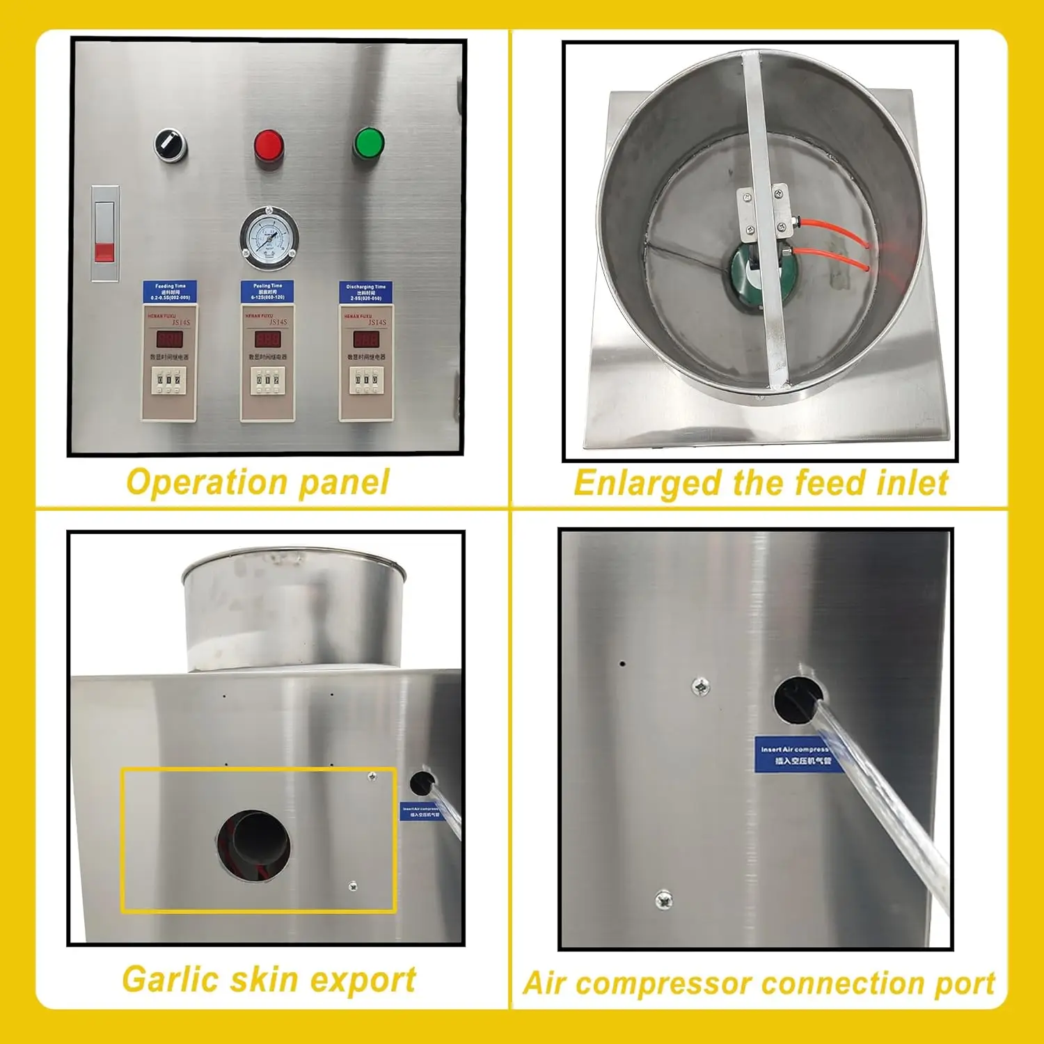 110V 공압 마늘 필링 기계, 20-25KG/H 용량 스테인레스 스틸 상업용 마늘 필링 기계, 필링 도구