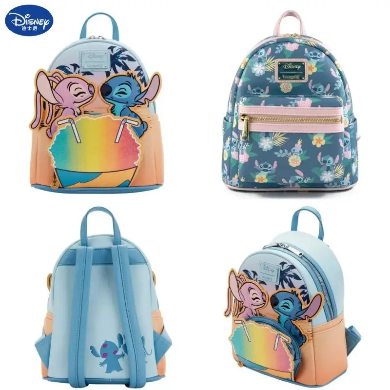 

Disney Stitch Traveling Backpack Woman Pu Leather Bagpack High-Capacity Laptop Backpacks Mochilas Schoolbag for Teenagers Girl