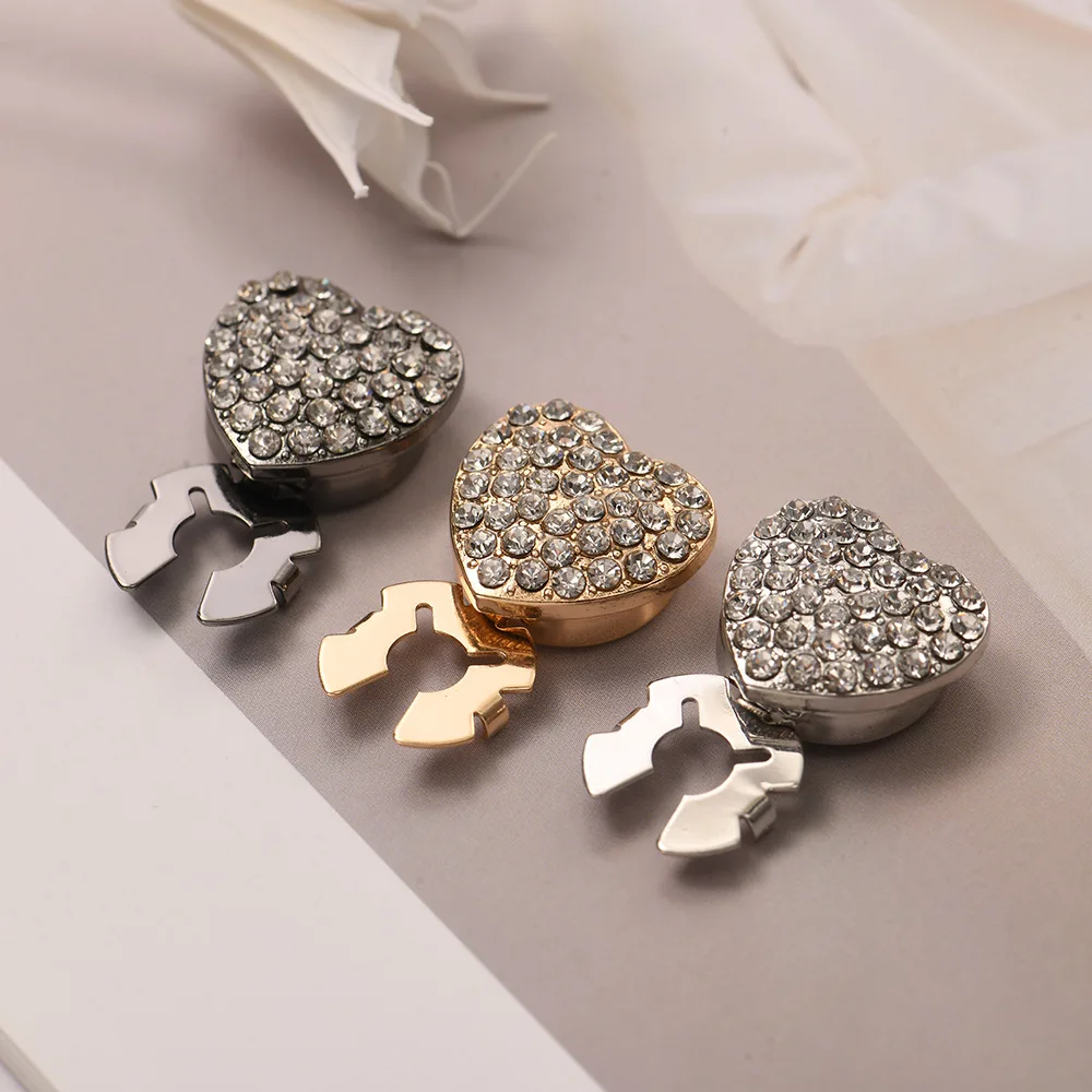 High-end Heart Shaped Rhinestone Cufflinks Women's Shirt Button Temperament Cuff Link-Cap Luxulry Jewelry Gifts