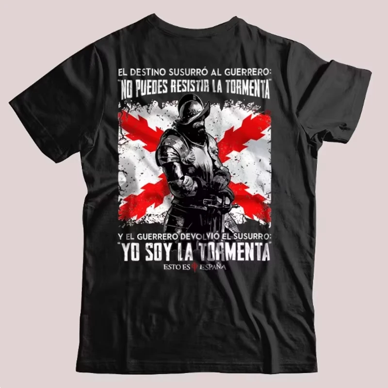 Burgundy Cross Flag Tercios Españoles This Is Spain T-Shirt Kurzarm Casual O-Neck Sommer Herren T-Shirt