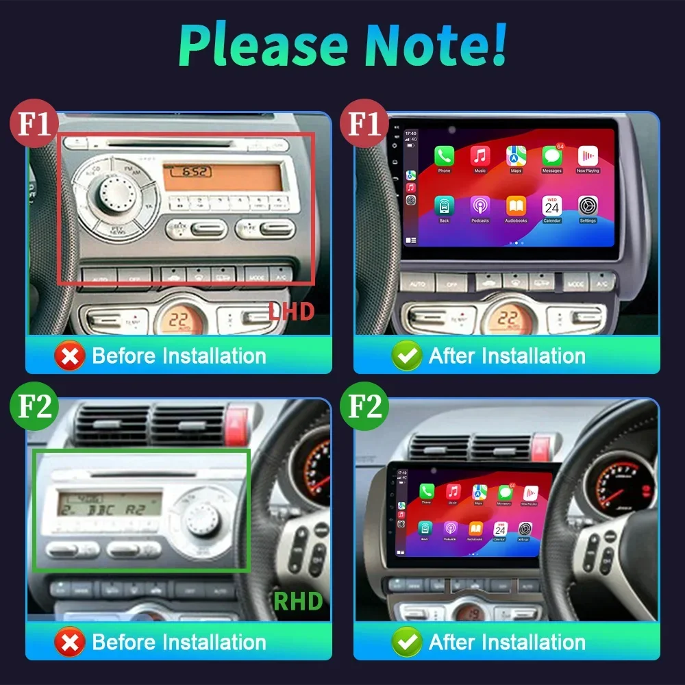 Android 14 For Honda Fit Jazz 2002-2008 Navigation 4G Wireless Bluetooth CarPlay Radio Multimedia Video Player Navigation Screen