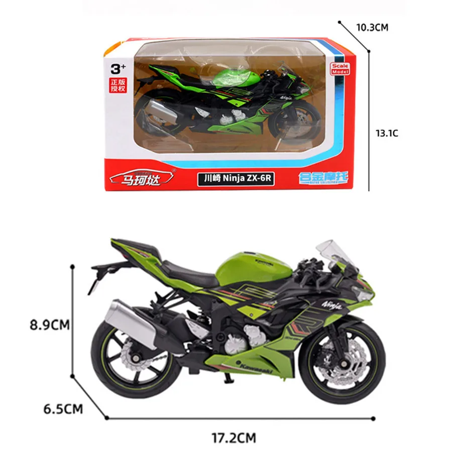 1/12 Kawasaki Ninja ZX-6R Racing Cross-country Motorcycle Toy City Diecast Model Super Sport Miniature Collection Boy Kids Gift