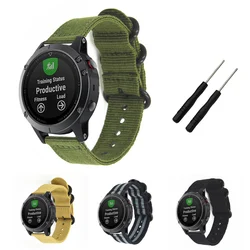 20mm 22mm Premium Nato Nylon Strap Watch Band For Garmin Fenix 5 5S/6 6S Pro/ Instinct / Forerunner 935 /Approach S60 with Tool