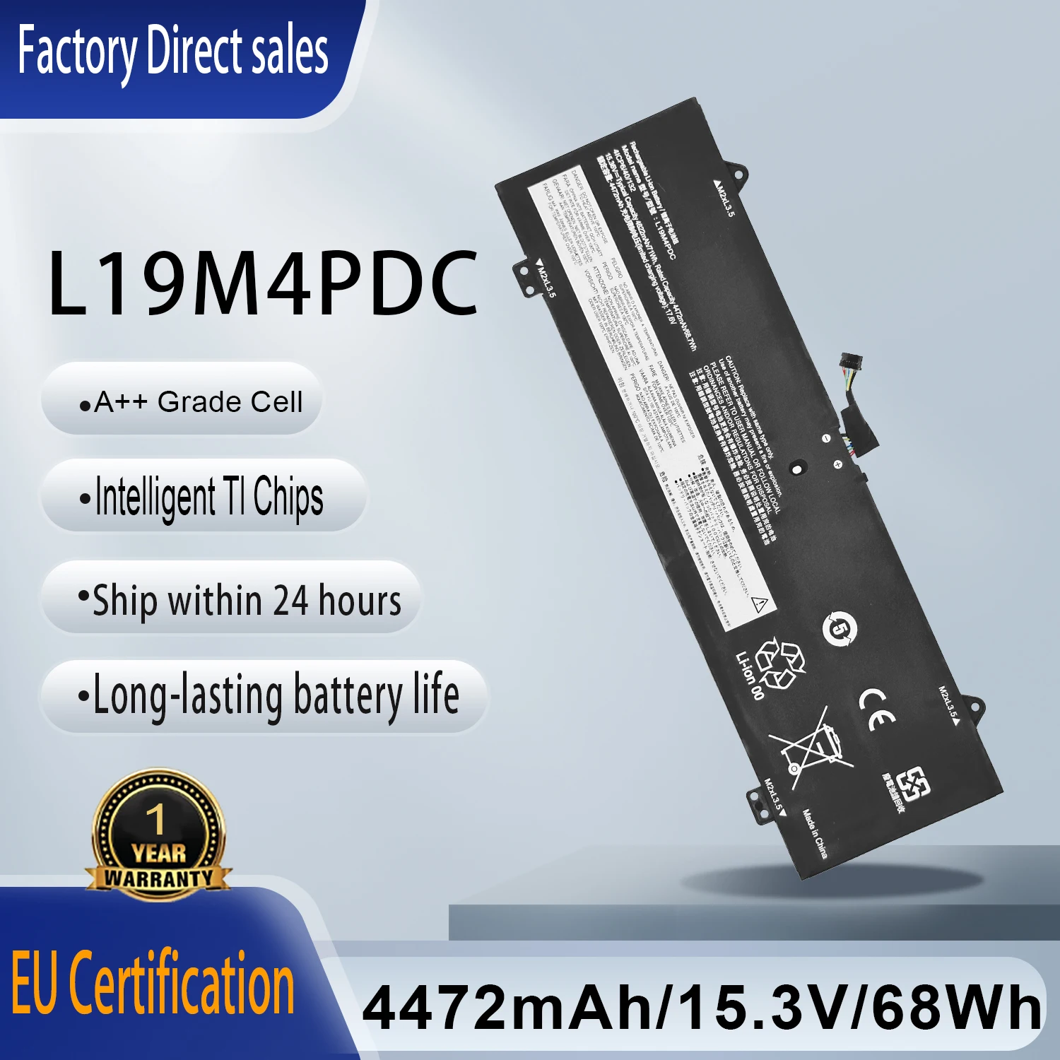 New L19M4PDC L19C4PDC Laptop Battery For Lenovo Ideapad Yoga 7-14ITL5 7-14ACN6 7-15ITL5 Series 5B10Z26479 SB10Z26481 5B10Z26482