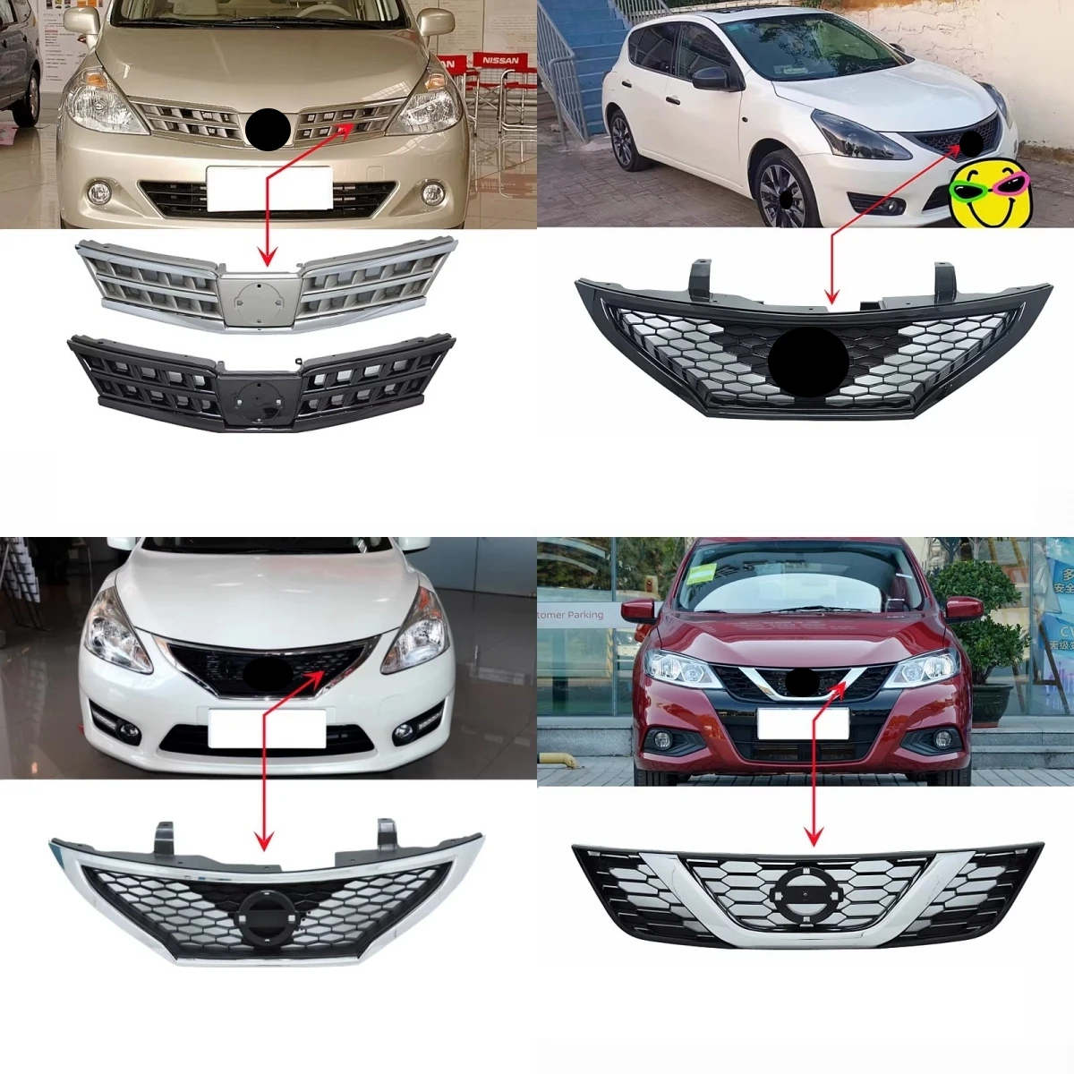 

Front Bumper Net Grille for Nissan Tiida 08-10 11-15 16-21 Modified Black Radiator Grill Mesh Car Auto Accessories