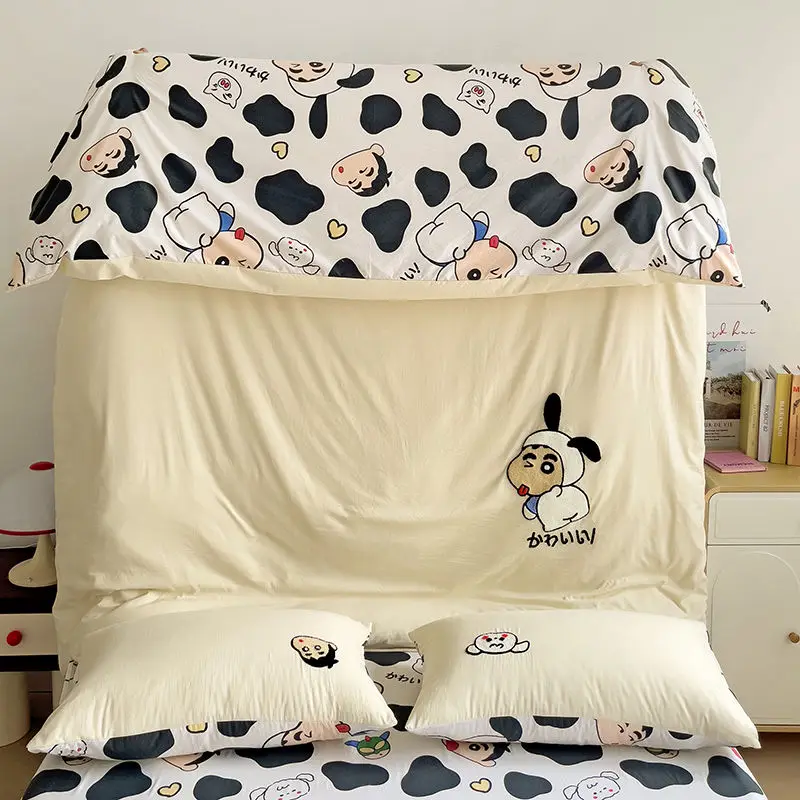 

Cartoon Rogue Crayon Shin chan Towel Embroidered Water Washed Cotton Four Piece Set Bedding Set Dormitory Bed Three Piece Set