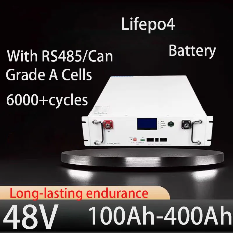 48V 200Ah 10KWh Lifepo4  100Ah 120Ah 150Ah 180Ah 300Ah 400Ah PV Solar System Battery Max 32Parallel with CAN RS485 RS232