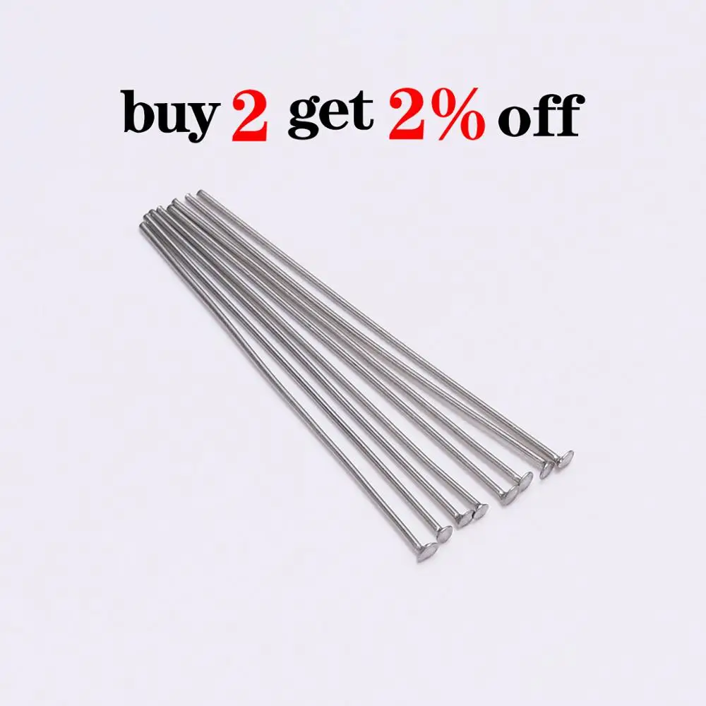 100Pcs/Pack 15-70mm Stainless steel Flat Head Pin Findings Headpins For DIY Jewelry Necklace Bracelets Making Accessories