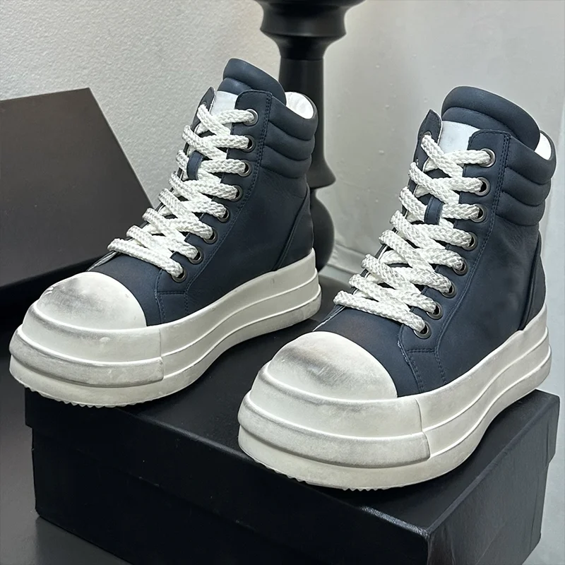 

Good quality Korean version 2025 women's platform lace-up short boots - classic genuine leather high-top shoes 25080551
