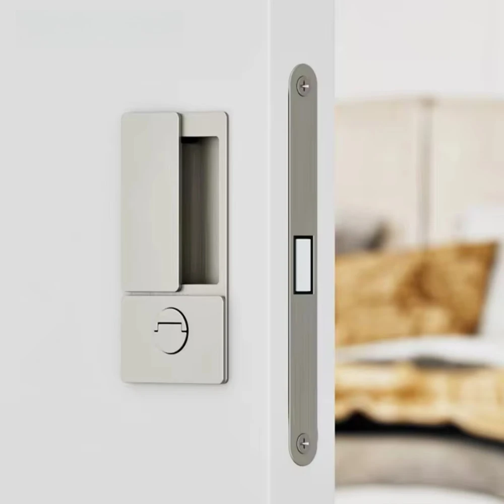 Handleless Flat Lock Modern Bedroom Magnetic Recessed Door Handle Silent Push-Pull Golden Invisible Sliding Door Lock