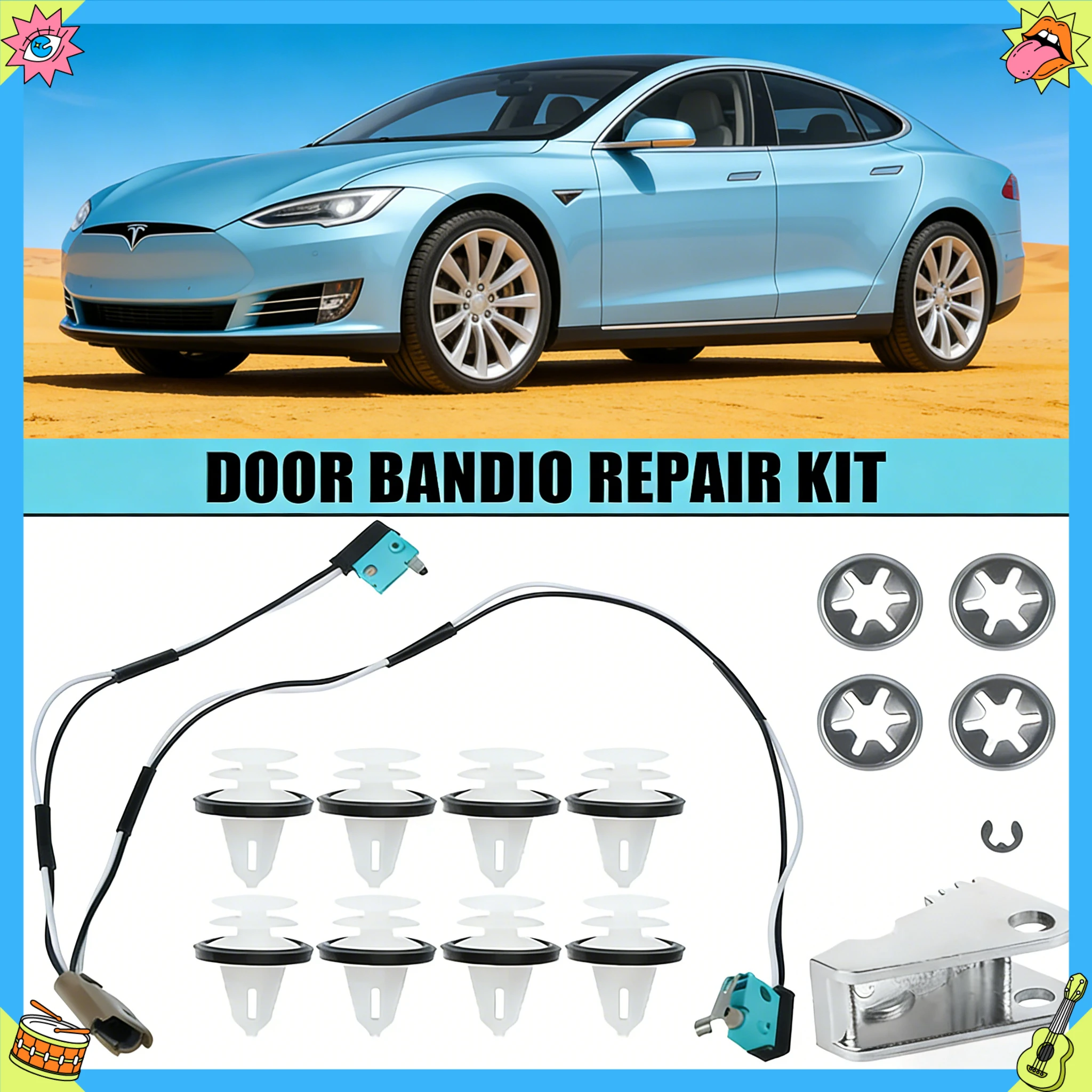 

Жгут проводов микропереключателя дверной ручки Tesla Model S, обновленный ремонтный комплект с защелкой накладки 104 2845-00 - A 1016009-00-C