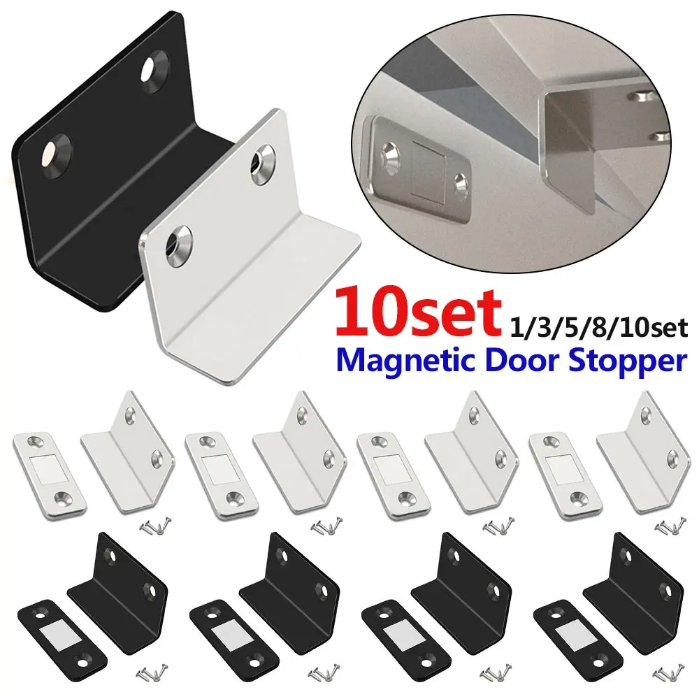 1-10Set L-Shaped Powerful Magnet Door Stops Convenient Cabinet Catches Easy Installation Simple Wardrobe Door Catch for Wardrobe