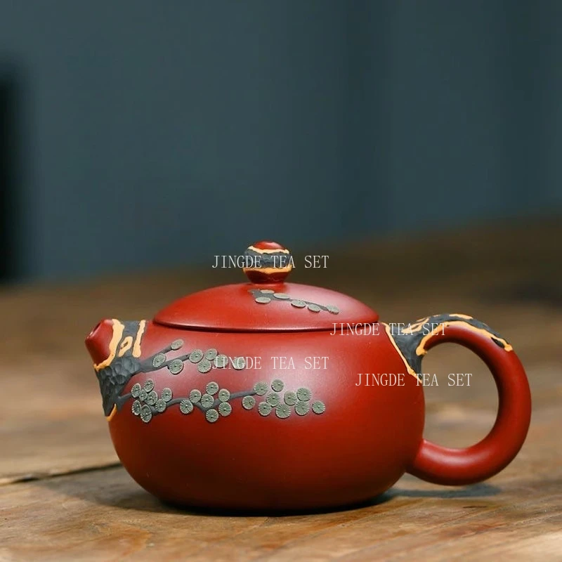 

250ml Yixing Teapot Handmade Pine Needle Relief Teapot Household Chinese Kung Fu Tea Set Da Hong Pao Xi Shi Pot