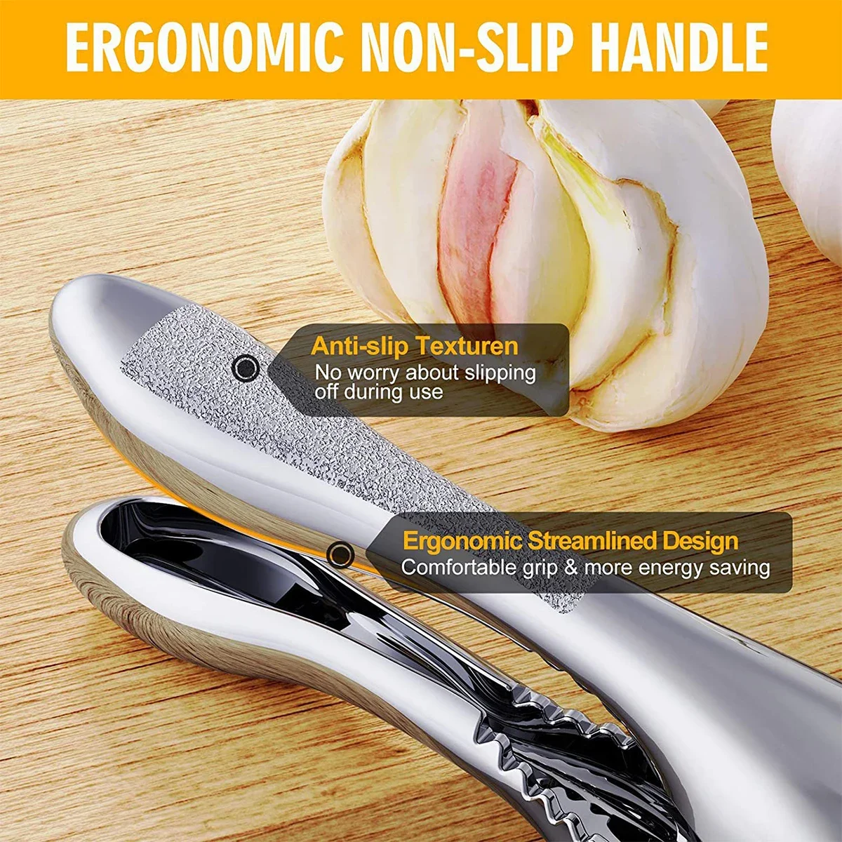 Garlic Press Garlic Press Slicer Stainless Steel 2 in 1 Garlic Mincer Dual Function Garlic Crusher Handheld Garlic Squeezer Tool