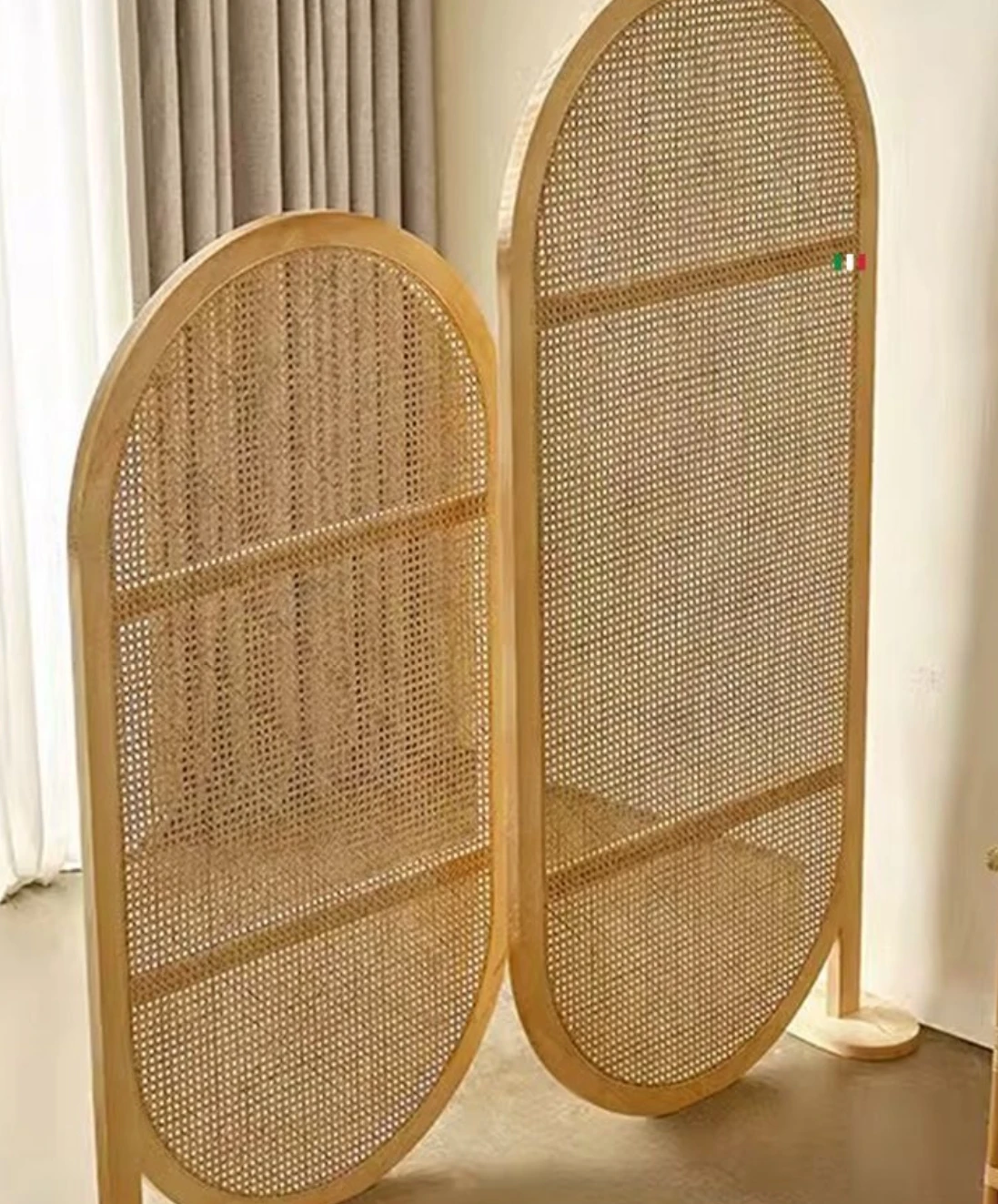 Japanese style solid wood rattan screen partition can be customized hotel office name movable screen