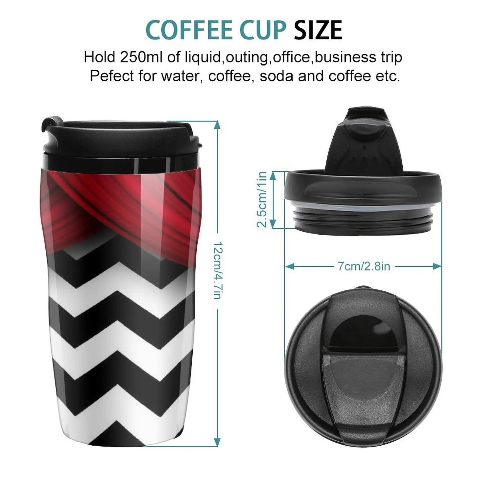 New Twin Peaks Red Curtains Black and White Chevron Travel Coffee Mug Coffe Cup Tea Cup