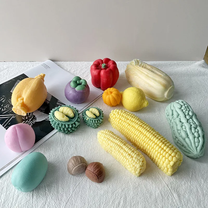 Fruit and vegetable silicone candle mold 3D strawberry corn cabbage baking mold DIY simulation vegetable home decoration