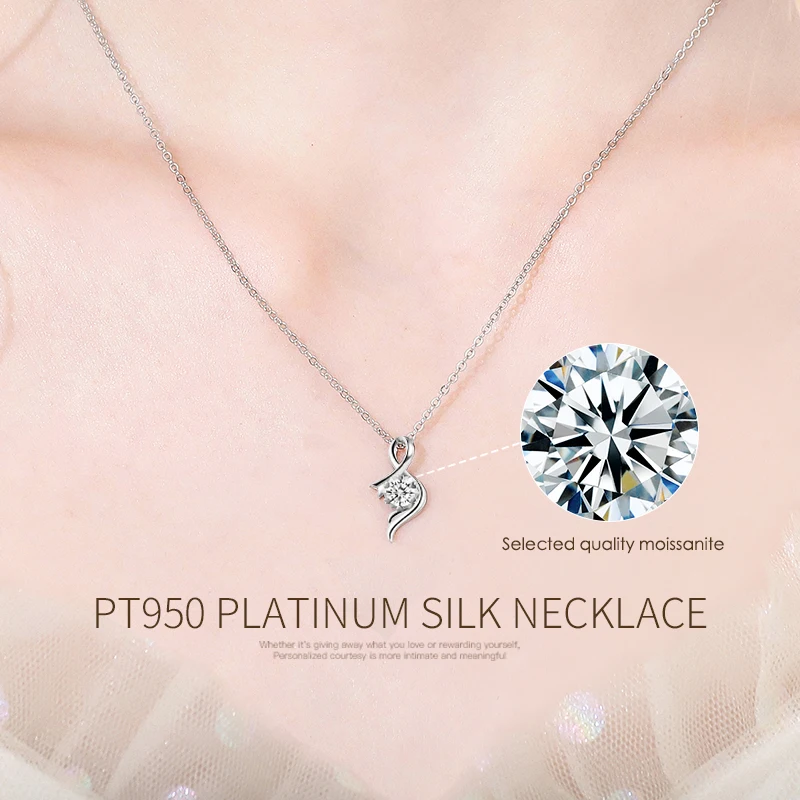 FASIFAN PT950 Platinum Material Slring Necklaee Highly Crafted Moissanite Diamonds Christmas Thanksgiving Gifts