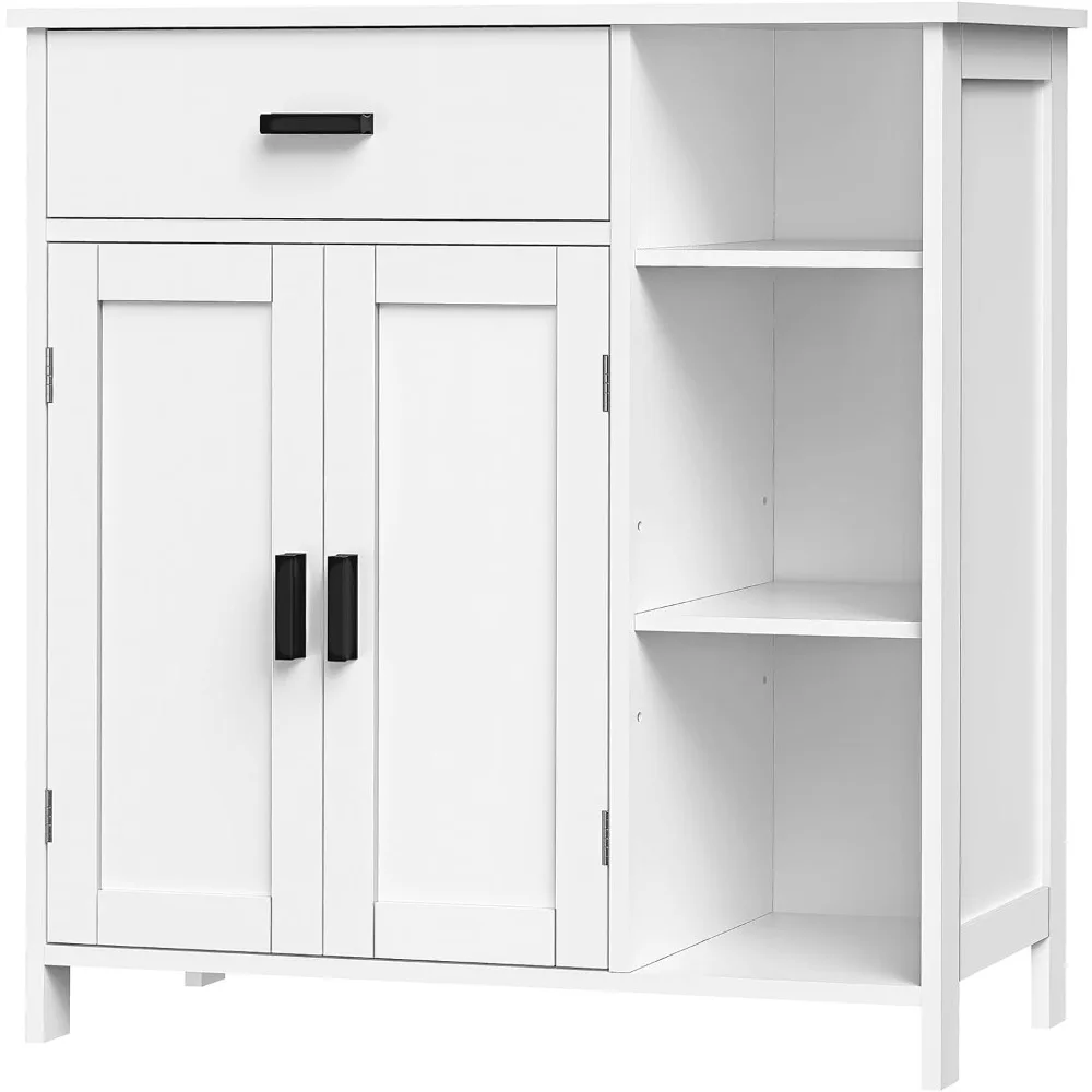 

Floor Storage Cabinet with Doors and Shelves, Freestanding Coffee Bar Cabinet with Drawer