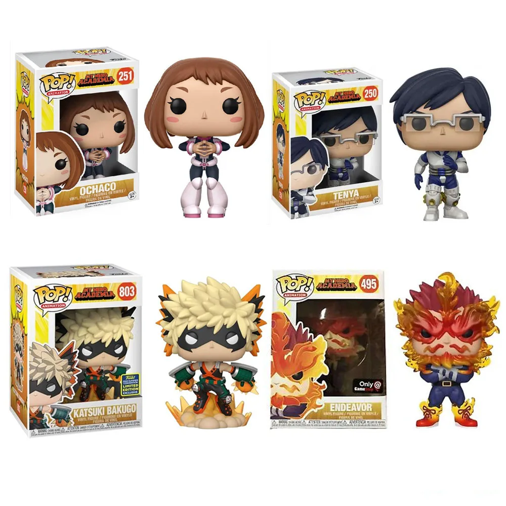 Funko Pop Animation My Hero Academia Tenya #250 Ochaco #251 Endeavor #495 Katsuki Bakugo Vinyl Action Figure Toys Dolls Gifts