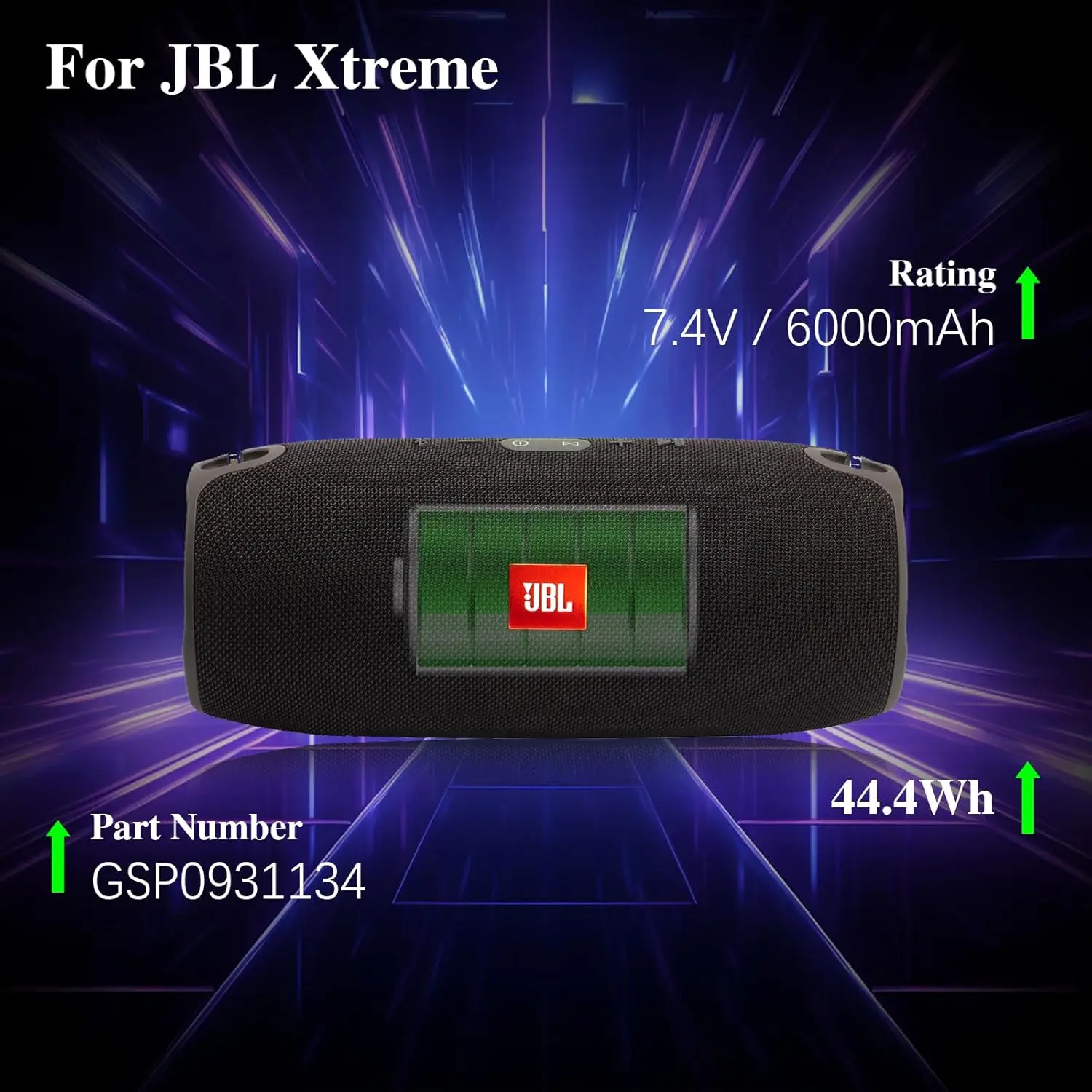 Uwayor 6000mAh Replacement Battery for JBL Xtreme, Xtreme 1, GSP0931134, 7.4V High Capacity Battery for JBL Bluetooth Speaker