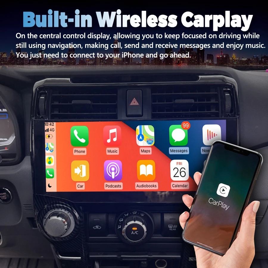 12.3 Navirider Android For Toyota 4 Runner 4Runner 2010-2022 Car GPS Navigation HeadUnit Multimedia Player Aircon Radio 4G WIFI