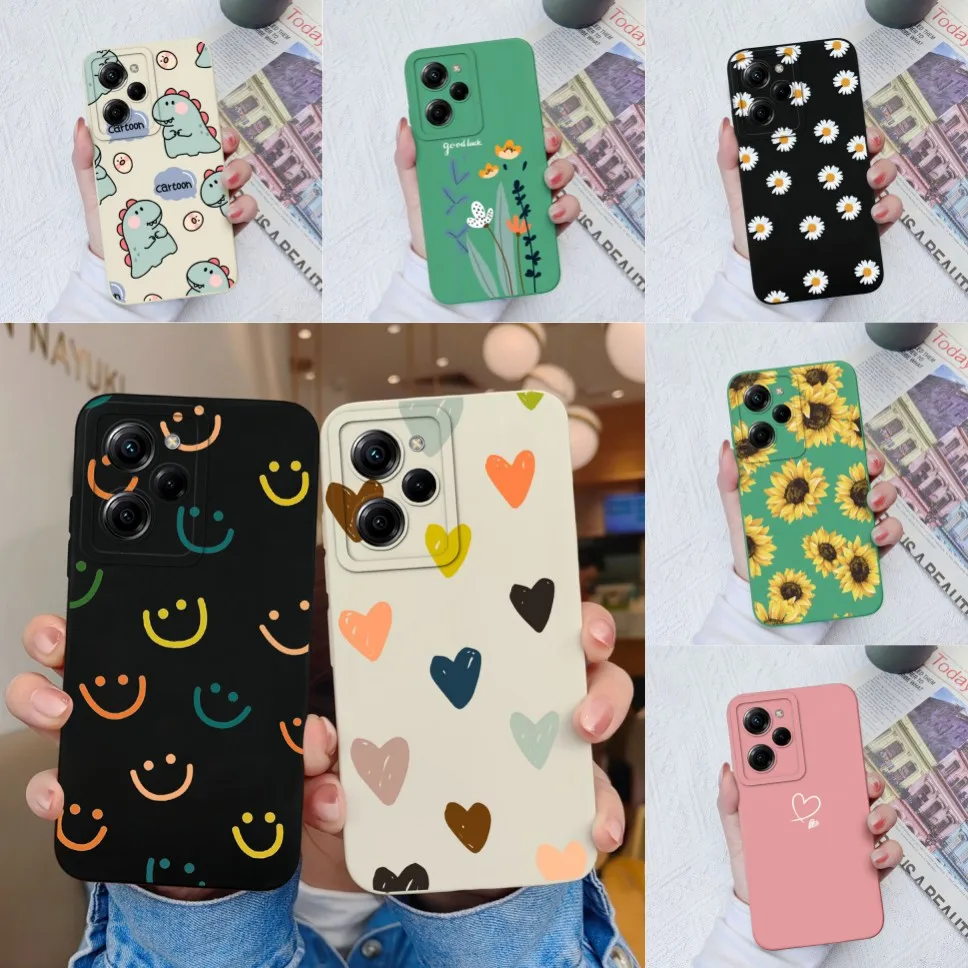 For Xiaomi Poco X5 X5 Pro 5G Case Fashion Flower Smooth Liquid Silicone Back Cover Bumper For Xiaomi PocoX5 X 5 Pro Fundas Capa