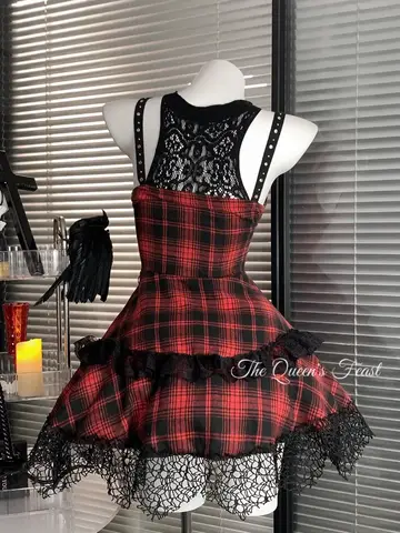 10 best sales röd goth-klänning - №7