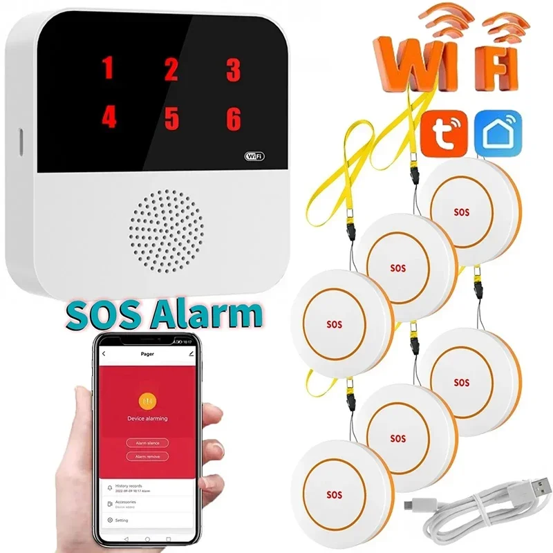

Tuya Seniors WIFI кнопка беспроводной пейджер для сиделки пожилых людей SOS сигнализация для пожилых людей аварийная сигнализация для пациентов пожилых людей дома